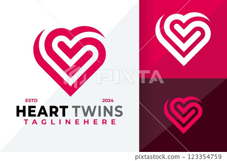 Heart Twins Symbol Logo Icon Vector Design Illustration Heart Twins Symbol Logo Icon Vector Design Illustration 123354759