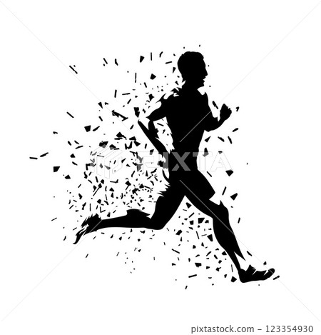 Running man, isolated vector silhouette. Sprinting runner Running man, isolated vector silhouette. Sprinting runner 123354930