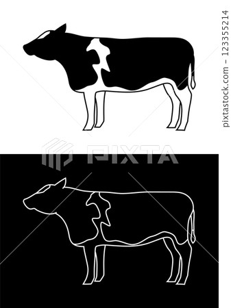 Cow illustration monochrome set Cow illustration monochrome set 123355214