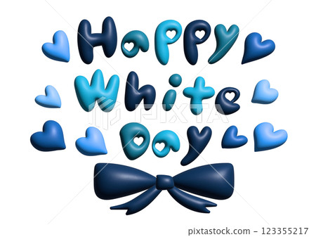 3D illustration of ribbon and White Day lettering 123355217