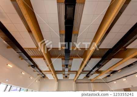 The Innovative and Modern Architectural Ceiling Design Featuring Beautiful Wooden Beams 123355241