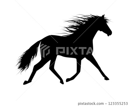 Silhouette of a running horse . hand drawing. Not AI, Vector illustration. 123355253