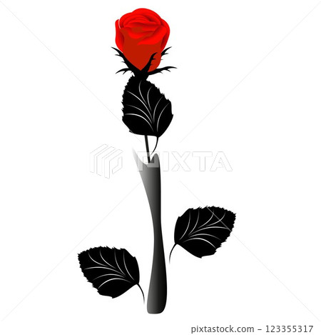 Red rose in a vase, design. Red rose in a vase, design. 123355317