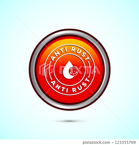 Anti rust icon design illustration. Anti oxidation sign, Rust resistant symbol, Button design Anti rust icon design illustration. Anti oxidation sign, Rust resistant symbol, Button design 123355709