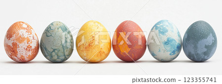 Colorful easter eggs isolated on white background 123355741