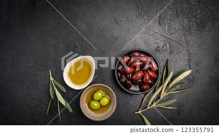 Green and black olives Green and black olives 123355791