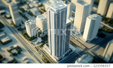 Modern skyscraper standing tall in a bustling urban city center 123356357