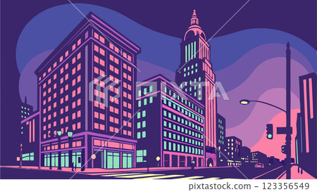 city street in the city 123356549