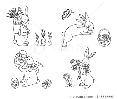 Adorable Easter bunny coloring page 123356660