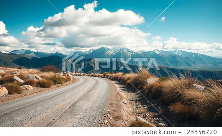 Winding Road Through Mountain Landscape 123356720