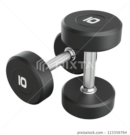 Two blank Round Rubber Dumbbells with number 10, weightlifting gym equipment 123356764