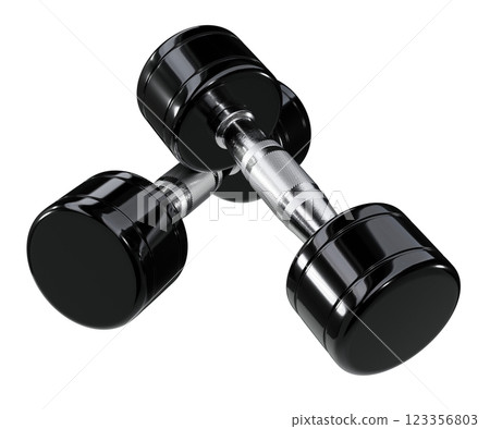 Two blank Round Dumbbells, chrome weightlifting gym equipment top view 123356803