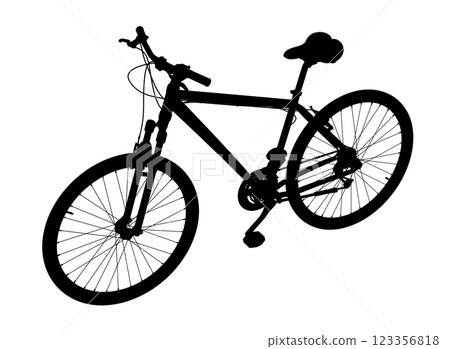 Black silhouette bicycle isolated on white background, 3D illustration 123356818