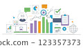 Data analysis and business growth technology illustration with vector icons 123357373