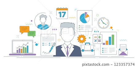 Business management concept with analytics and communication 123357374