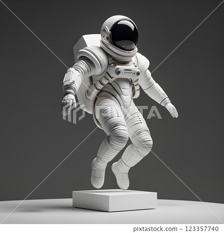 Realistic Astronaut Sculpture on Pedestal 123357740