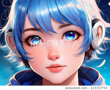 Anime image young girl in blue 123357754