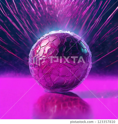 Translucent Purple Honeycomb Sphere with Light Streaks 123357810