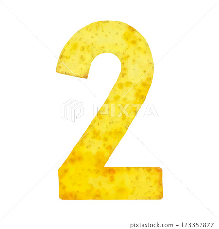 Yellow watercolor number 2 for the birthday PNG 123357877