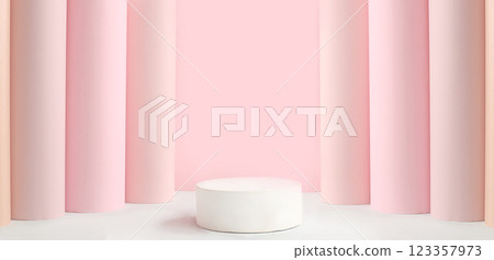 Premium stage for showcasing product and business concept, template for design. Minimal modern aesthetic. Beautiful composition with empty podium for product, elegant beauty concept, selective focus Premium stage for showcasing product and business concept, template for design. Minimal modern aesthetic. Beautiful composition with empty podium for product, elegant beauty concept, selective focus 123357973