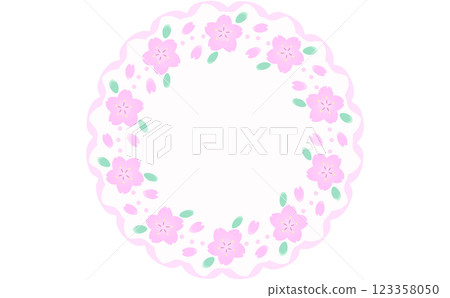 Round cherry blossom frame, cherry blossom frame, cherry blossom decorative frame 123358050