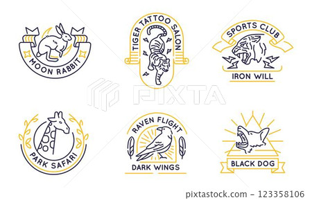 Set of 6 Animal and Wildlife Logo Icons 123358106
