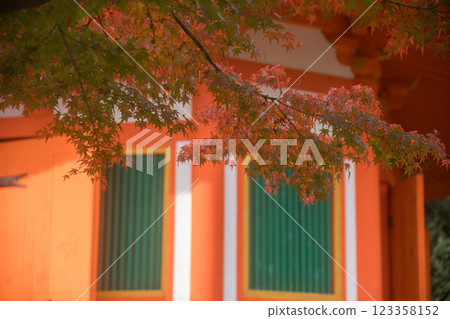 拍攝京都府八幡市朱紅色的八角堂 拍攝京都府八幡市朱紅色的八角堂 123358152