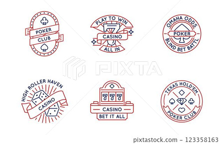 Set of 6 Casino and Poker Logos Set of 6 Casino and Poker Logos 123358163