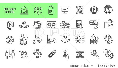 Bitcoin Icons Set 123358196