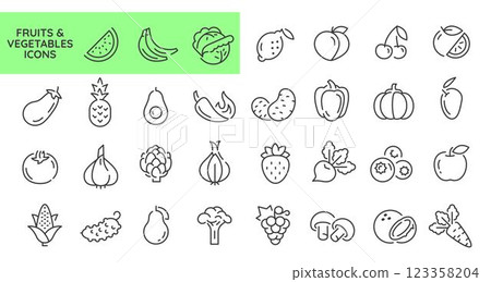 Fruits and Vegetable Icons Set Fruits and Vegetable Icons Set 123358204