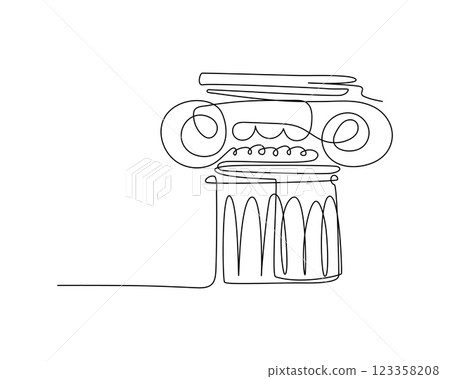 One line drawing of an iconic ancient column 123358208