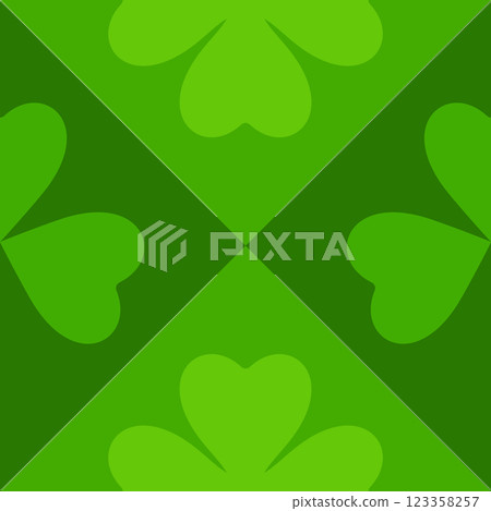 Green geometric St. Patrick pattern with Shamrock. Festive green decor for Irish traditional design. Vector illustration. 123358257
