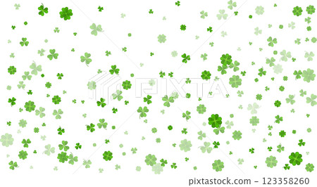 Green White St. Patricks Day BG. Flying clover leaves. 123358260