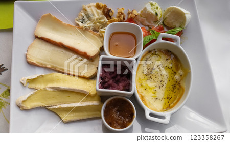 a delicious breakfast of various dishes in Turkish 123358267