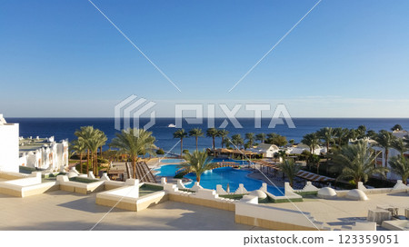 beautiful territory of the hotel with swimming pools by the sea beautiful territory of the hotel with swimming pools by the sea 123359051