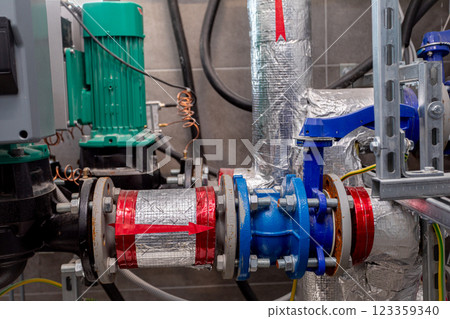 An Industrial Pump System Comprising Various Colorful Components and Technologies 123359340