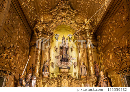 beautiful gold decorated altar in the church Igreja do Carmo in portugal 123359382