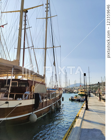 beautiful ships and boats are moored near the shore beautiful ships and boats are moored near the shore 123359646