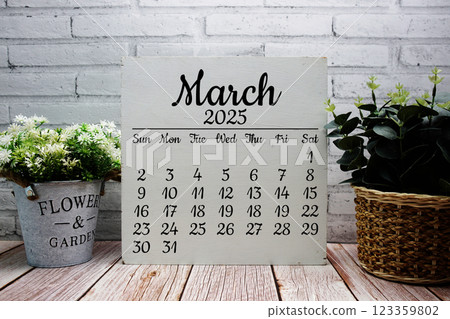 March 2025 annual monthly desk calendar for planning and management March 2025 annual monthly desk calendar for planning and management 123359802