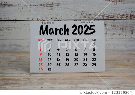 March 2025 annual monthly desk calendar for planning and management 123359804