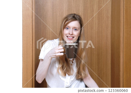 Drinking morning coffee 123360060