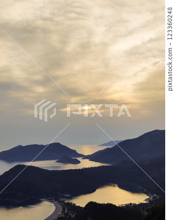 beautiful landscape from babadag mountain to Oludeniz beach in Turkey beautiful landscape from babadag mountain to Oludeniz beach in Turkey 123360248