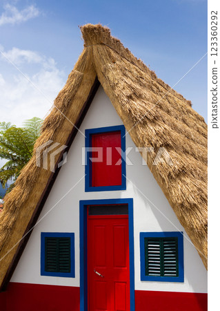 Traditional house in the village of Santana, Madeira Island, Portugal 123360292