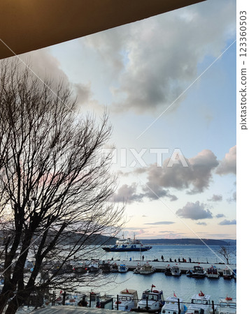 beautiful ships and boats are moored near the shore beautiful ships and boats are moored near the shore 123360503