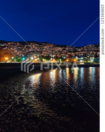 beautiful evening city by the sea on the island of Madeira, Portugal beautiful evening city by the sea on the island of Madeira, Portugal 123360605