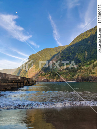 a beautiful Seixal Beach on the island of Madeira in Portugal 123360651
