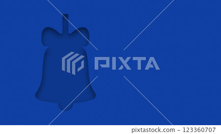 Blue textured canvas background with christmas bell shape cutout 123360707