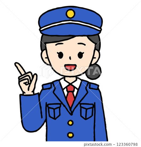 A female security guard is pointing 123360798