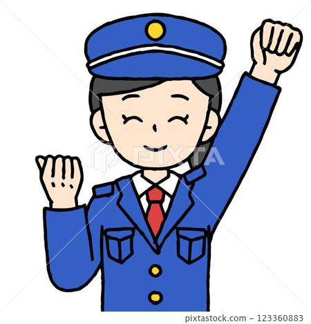 A female security guard is doing a fist pump 123360883