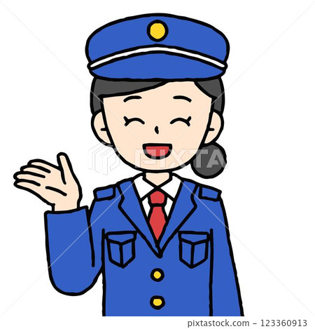 一名女保全正帶領民眾參觀。 123360913